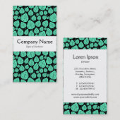 Middenband - bladeren - Turquoise op zwart Visitekaartje (Voorkant / Achterkant)