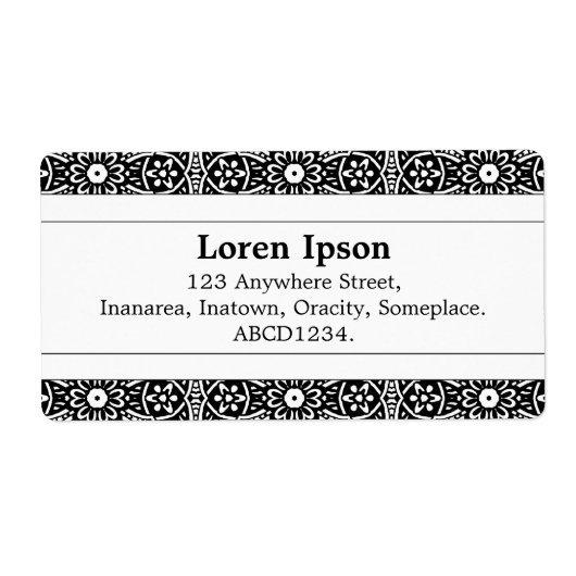 Middenband II - Geometrische bloemen Etiket (Voorkant)