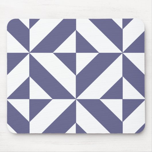 Middenblauw geometrisch deco kubuspatroon muismat (Voorkant)