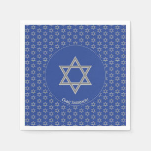 Middenblauw STAR van DAVID-papier Servet