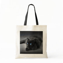Middenblauwe Ogen - Zwarte Kat Budget Tote Tas