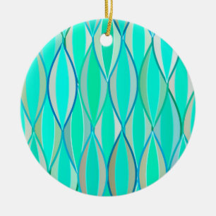 Middencentraaldruk - tinten turquoise keramisch ornament