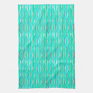 Middencentraaldruk - tinten turquoise theedoek