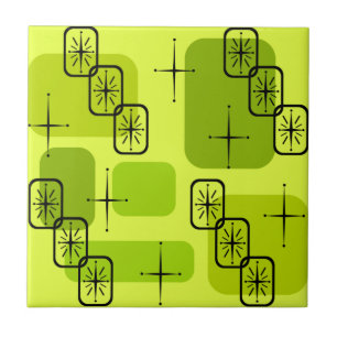 Middencentury Modern Sputnik Chartreuse Tegeltje