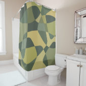 Middencentury Rock Layers Green Douchegordijn (In situ)