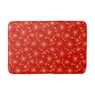 Middencentury Spoetnik patroon, diep rood Badmat