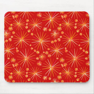 Middencentury Spoetnik patroon, diep rood Muismat