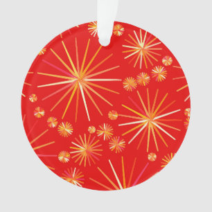 Middencentury Spoetnik patroon, diep rood Ornament