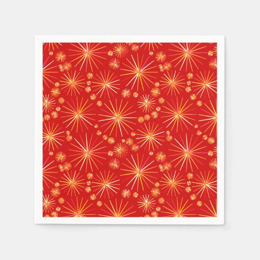 Middencentury Spoetnik patroon, diep rood Servetten (Voorkant)