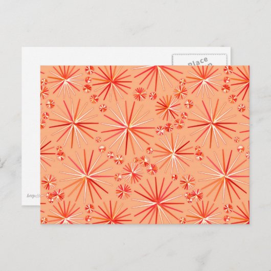 Middencentury Sputnik patroon, schaduwen van koraa Briefkaart (Voorkant / Achterkant)