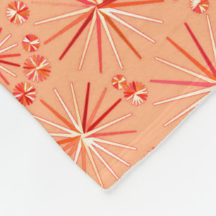 Middencentury Sputnik patroon, schaduwen van koraa Fleece Deken