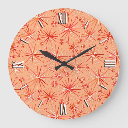 Middencentury Sputnik patroon, schaduwen van koraa Grote Klok (Voorkant)