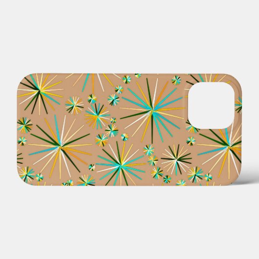 Middencentury Sputnik patroon, Taupe Tan Case-Mate iPhone Case (Achterkant (horizontaal))