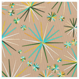 Middencentury Sputnik patroon, Taupe Tan Stof
