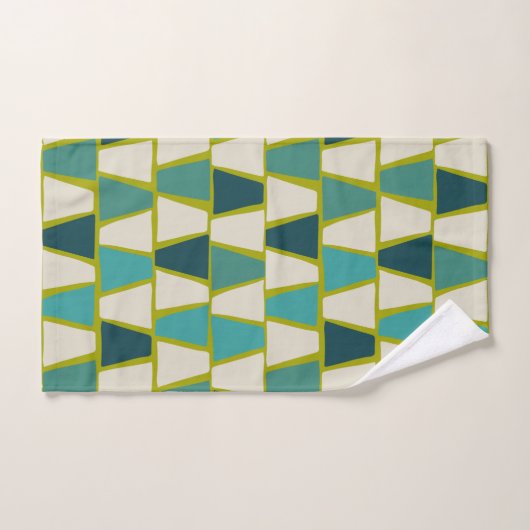 Middeneeuwse moderne groene Turquoise Geometric Pr Handdoek (Handdoek)