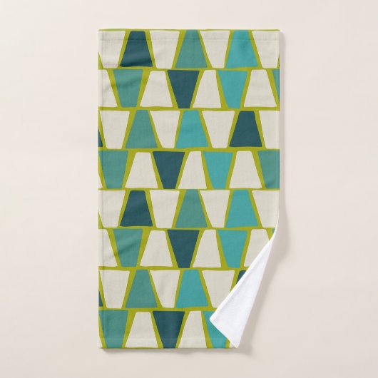 Middeneeuwse moderne groene Turquoise Geometric Pr Handdoek (Handdoek)