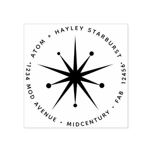 Middeneeuwse moderne, minimale atoomstartster 	rubberstempel (Afrduk)