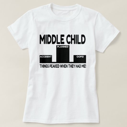 Middenkind-grap T-shirt (Design voorkant)