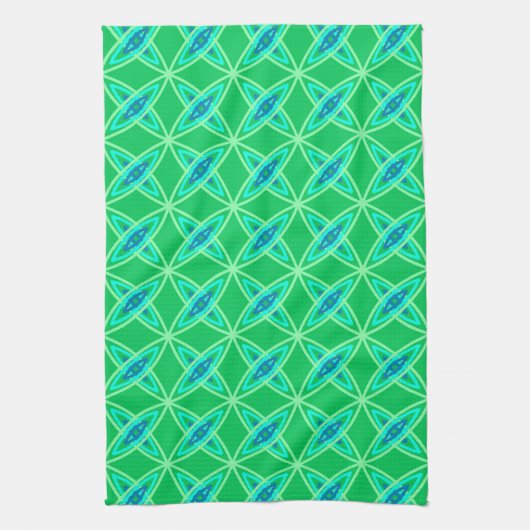 Middenmidden moderne atoomprinter - Jade Green Theedoek (Verticaal)