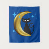 Middenmidden moderne MCM Retro Atomic Black Cat Wandkleed (Voorkant)