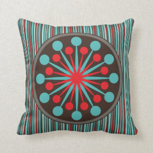 Middenmidden moderne Starburst Turquoise Red Strip Kussen