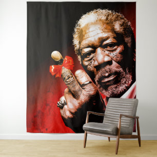 Middenvinger Kunst met Rode Strik Wandkleed
