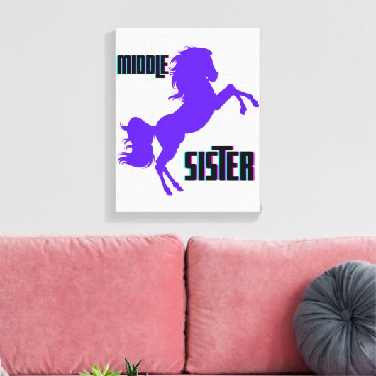 Middenzuster Paarse Pony Canvas Afdruk (Insitu (Woonkamer))