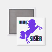 Middenzuster Paarse Pony Magneet (Voorkant / Achterkant)
