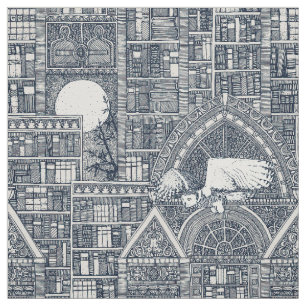 middernacht bibliotheek indigo Stof