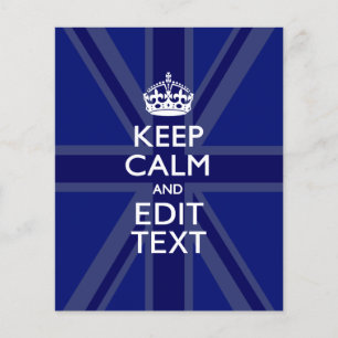 Middernacht Blauw Keep Calm en Uw Tekst Union Jack Flyer