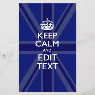 Middernacht Blauw Keep Calm en Uw Tekst Union Jack Flyer