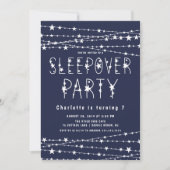 Middernacht Blauw Logeerpartij Verjaardagsfeestje Kaart (Voorkant)