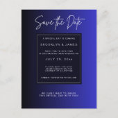 Middernacht Blauw Minimal Bespaar De Datum Aankondigingskaart (Voorkant)