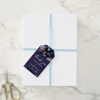 Middernacht Blauw & Paarse Bloemige Trouwpak Colle Cadeaulabel