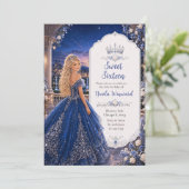 Middernacht Blauwe Sweet 16 Prinsessen Tuin Kaart (Staand voorkant)