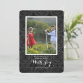 Middernacht Damask Foto Kerstkaart (Staand voorkant)