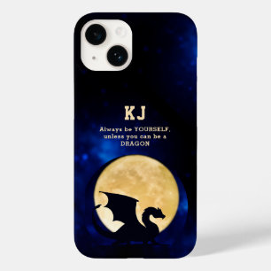 Middernacht Draak Minimalistische Initialen Terug Case-Mate iPhone 14 Hoesje
