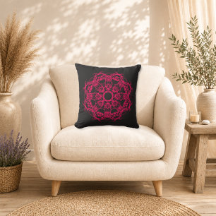 Middernacht Fuchsia Mandala Kussen