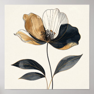 Middernacht & Gouden Majesteit: Elegante Minimalis Poster
