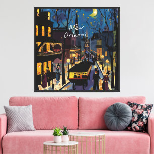 Middernacht in de Crescent City: New Orleans Seren Canvas Afdruk