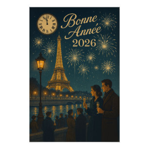 Middernacht in Parijs – Aftellen naar 2026 Perfect Poster