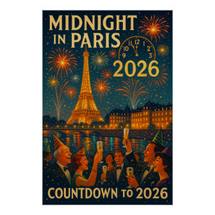 Middernacht in Parijs – Aftellen naar 2026 Perfect Poster