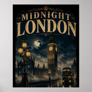 Middernacht Londen Big Ben Nacht Sfeervol Poster