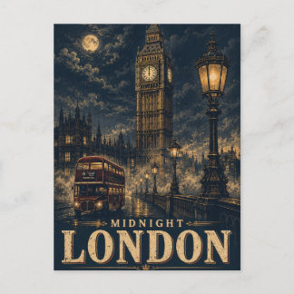 Middernacht Londen Big Ben Nacht Sfeervol Retro Re Briefkaart