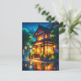 Middernacht Matcha – Gezellig Japans Lofi Café Briefkaart