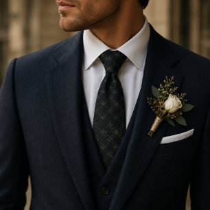 Middernacht Navy Heritage Jacquard Luxe Stropdas