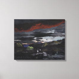 Middernacht op de Yukon River: Canvas Standaard Ma Afdruk