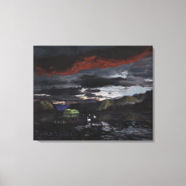 Middernacht op de Yukon River: Canvas Uncropped Afdruk