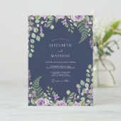 Middernacht Orchidee Varens Bruiloft Kaart (Staand voorkant)