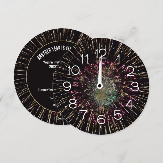 Middernacht Oud en Nieuw Klok op Vuurwerk Kaart (Voorkant / Achterkant)